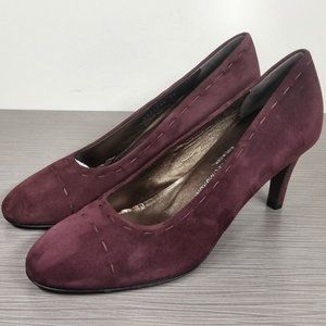 AGL Sisley Almond Toe Pump, Burgundy Suede Size 8